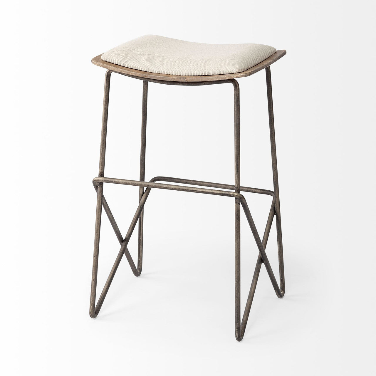 Katniss 26" Total Height Cream Fabric Seat Gold Metal Frame Counter Stool