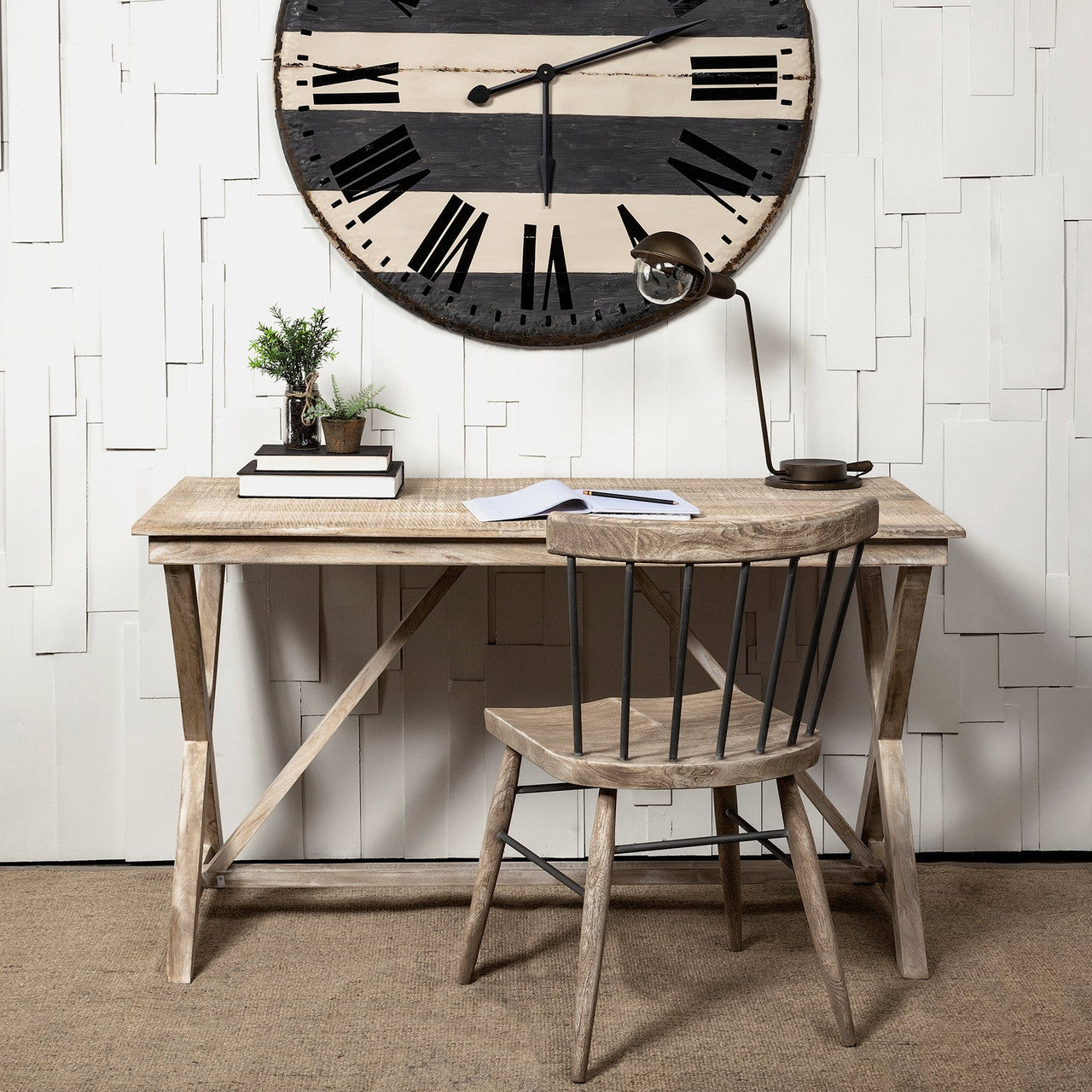 Tracy 54L x 28W Natural X Frame Wood Office Desk