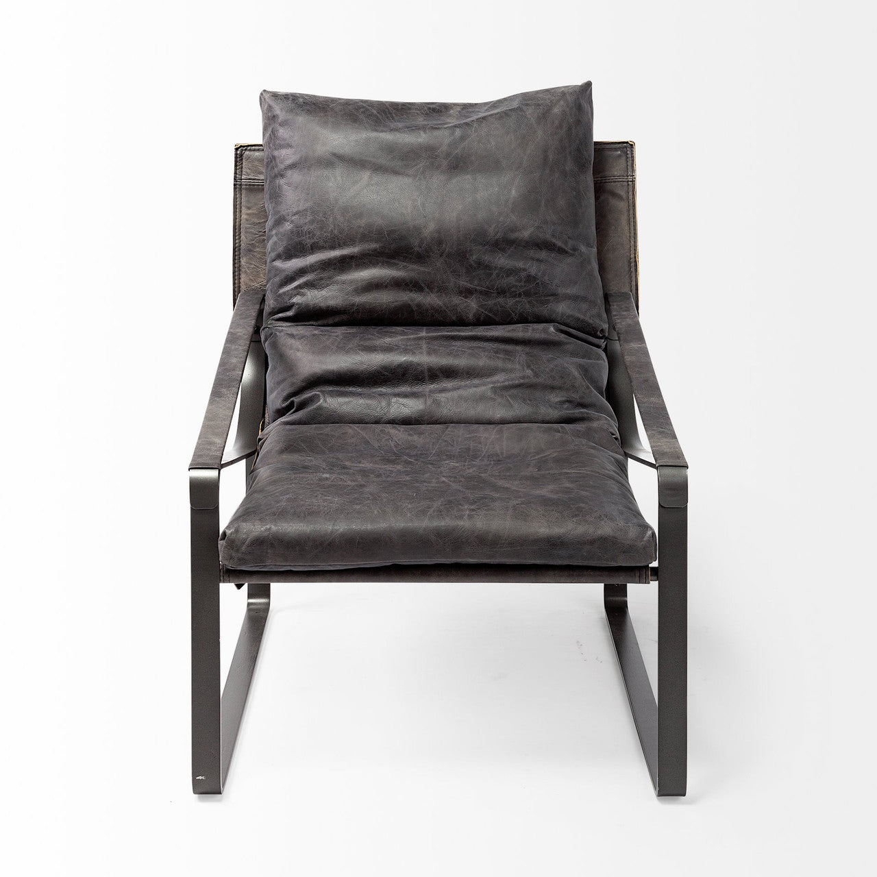 Hornet II Black Leather Body Metal Frame Accent Chair