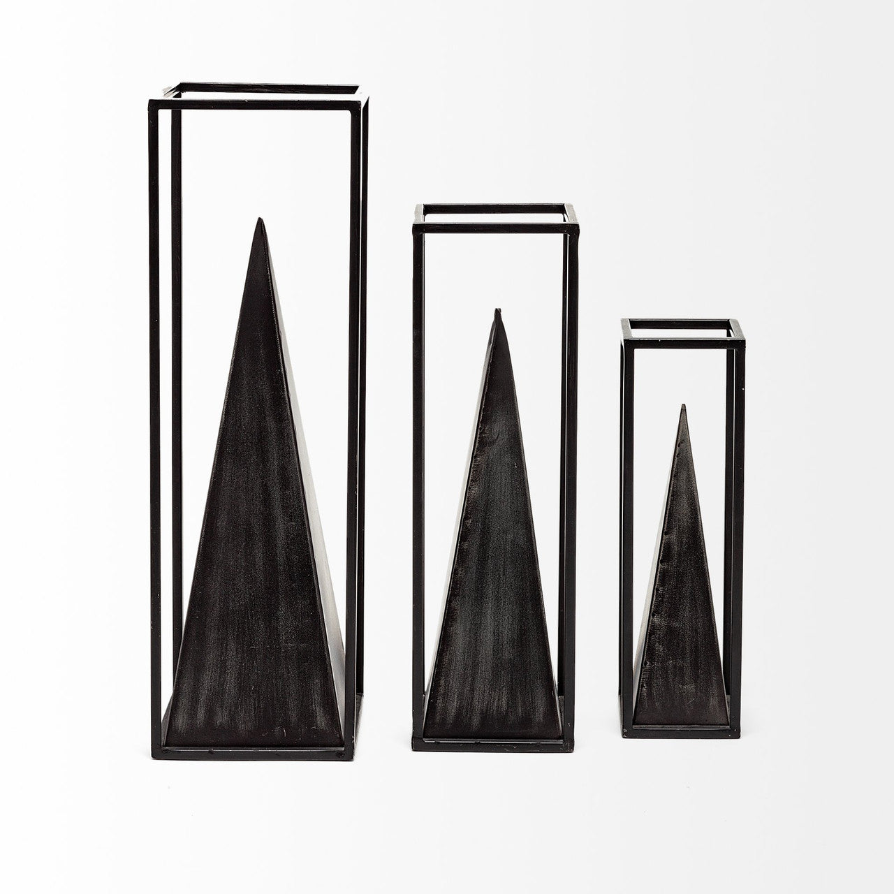 Memphis II (Medium) 4L x 4W Black Metal Pyramid In A Square Frame