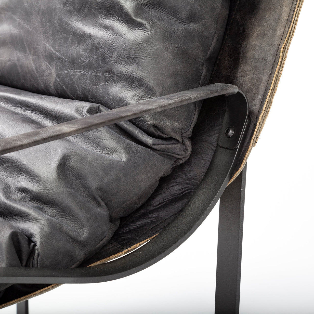Hornet II Black Leather Body Metal Frame Accent Chair