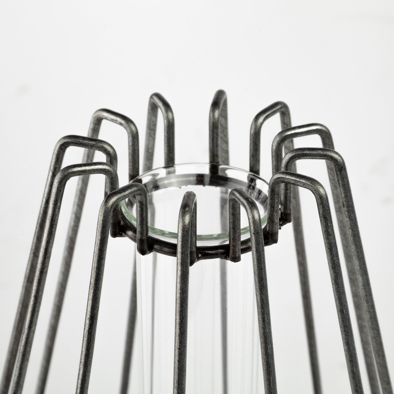 Madeline II Large Gunmetal Gray Metal Glass Test Tube Vase