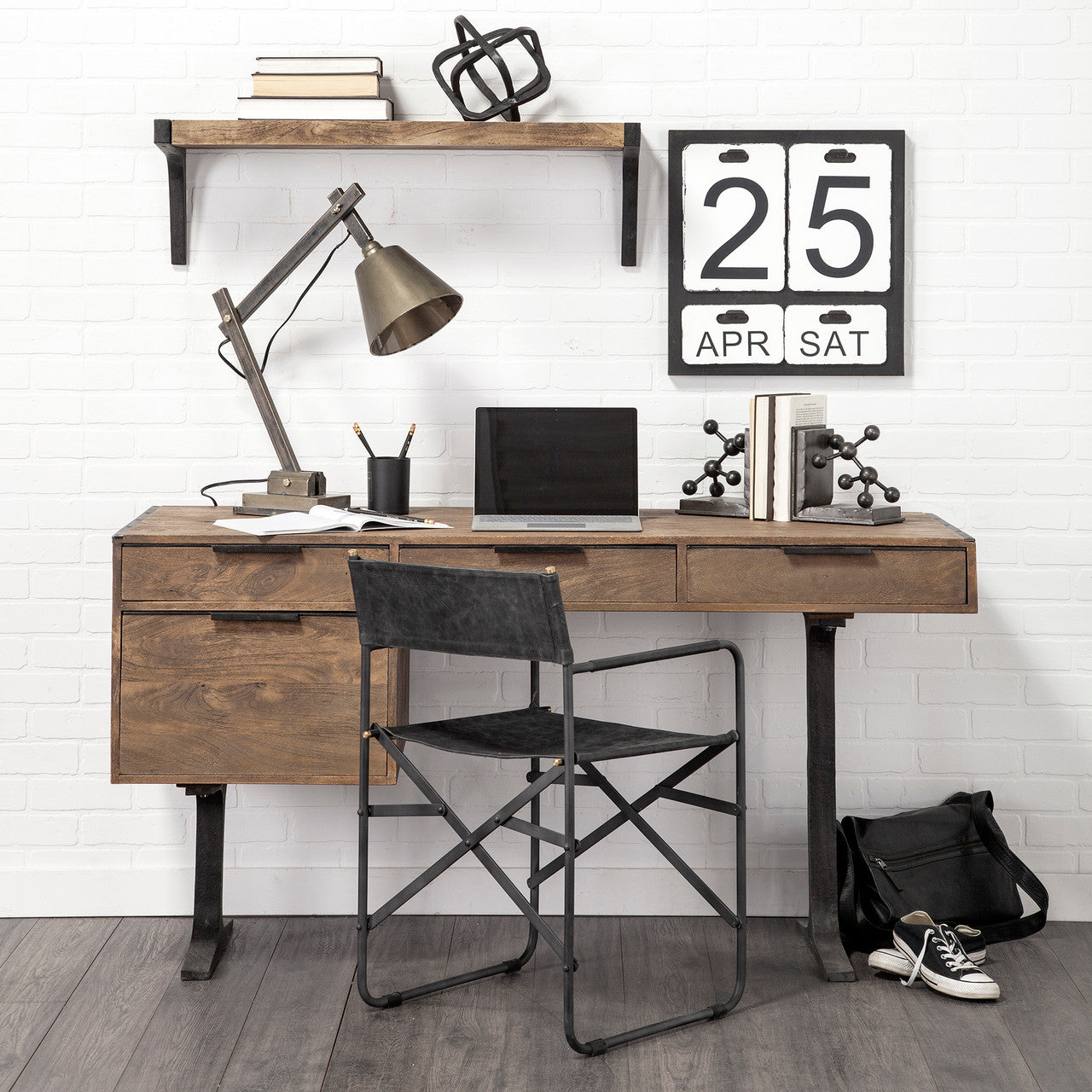 Direttore Black Iron Frame Black Leather Dining Chair