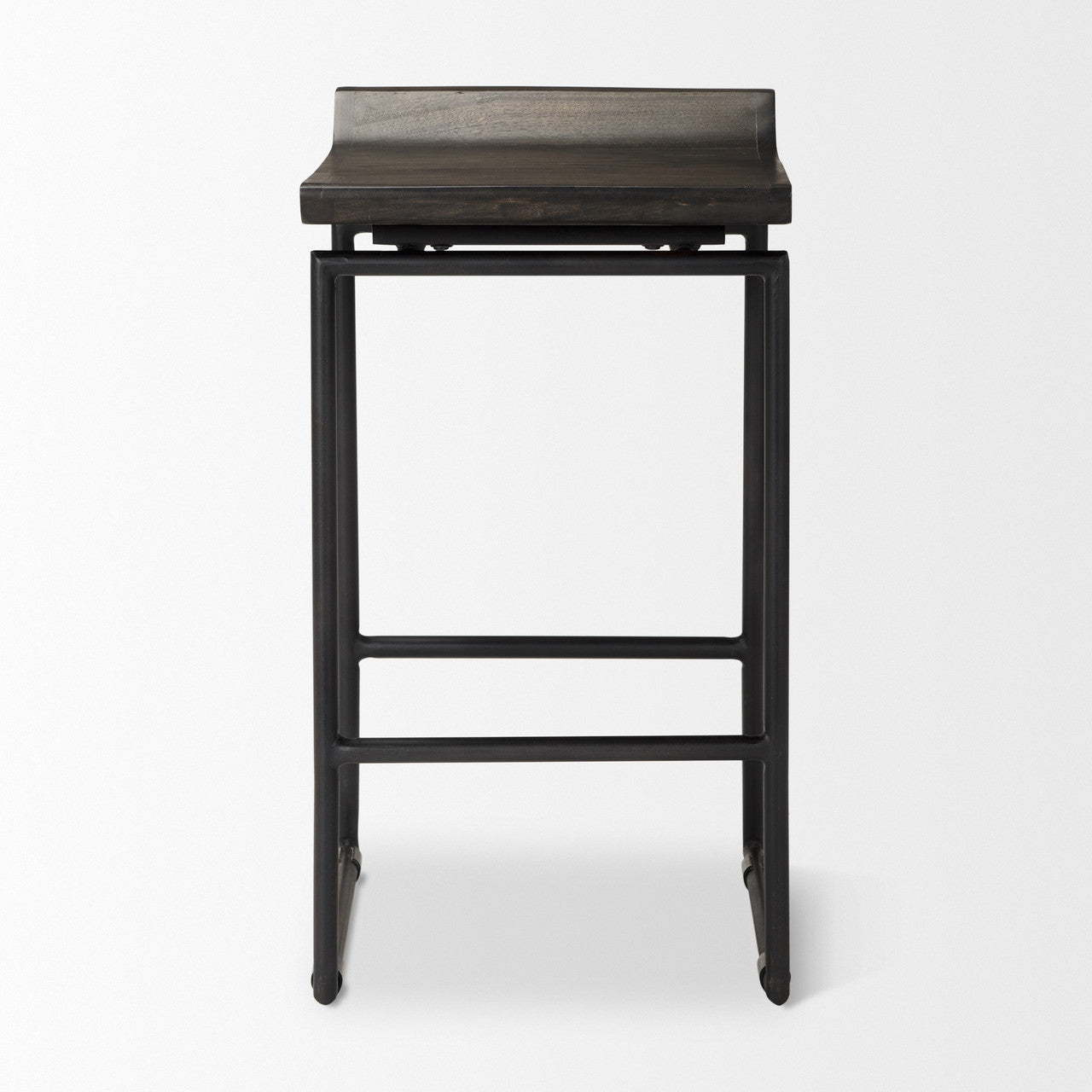 Givens IV 24.25" Seat Height Black Wood Seat Black Frame Stool