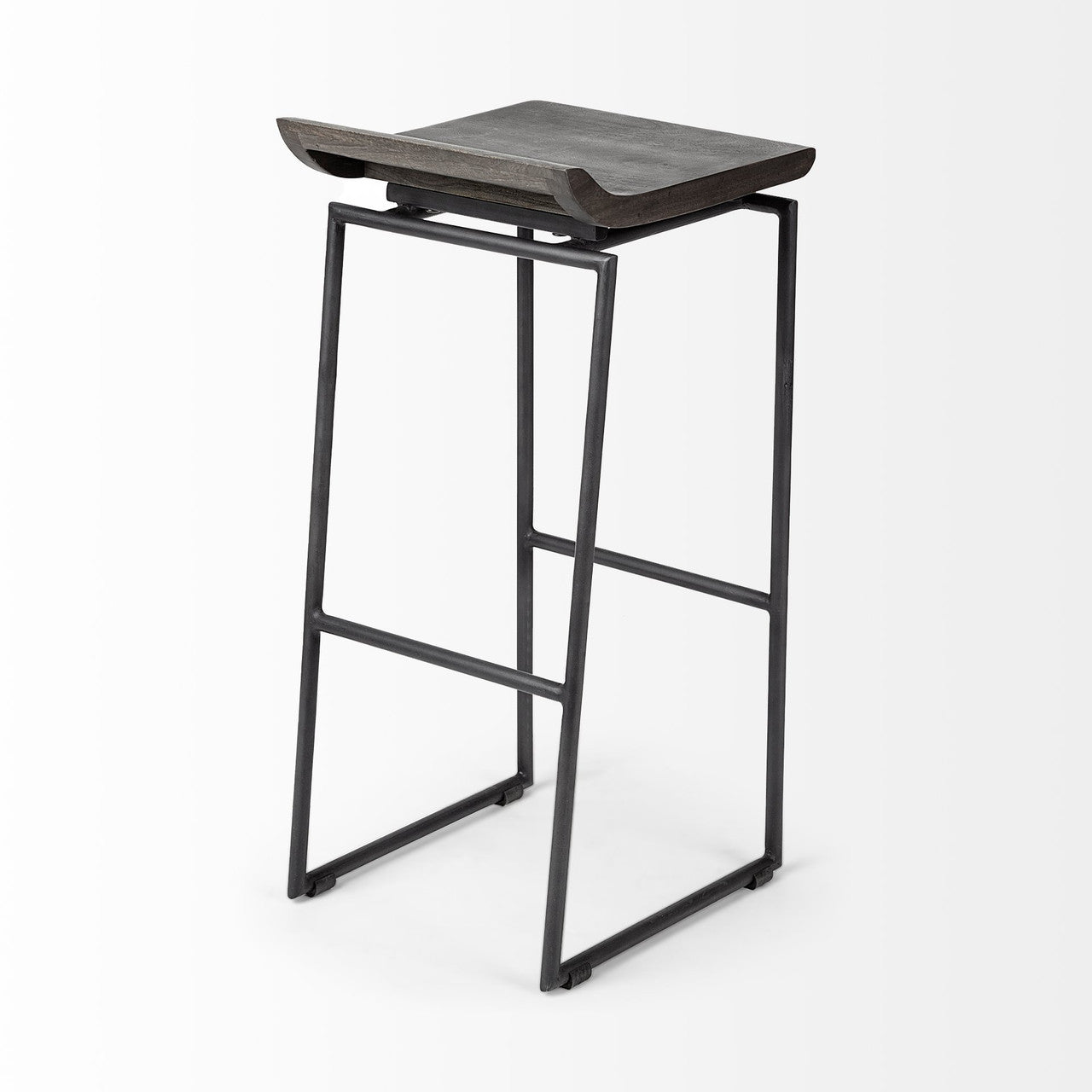 Givens 30.25" Seat Height Black Wood Seat Black Metal Base Stool