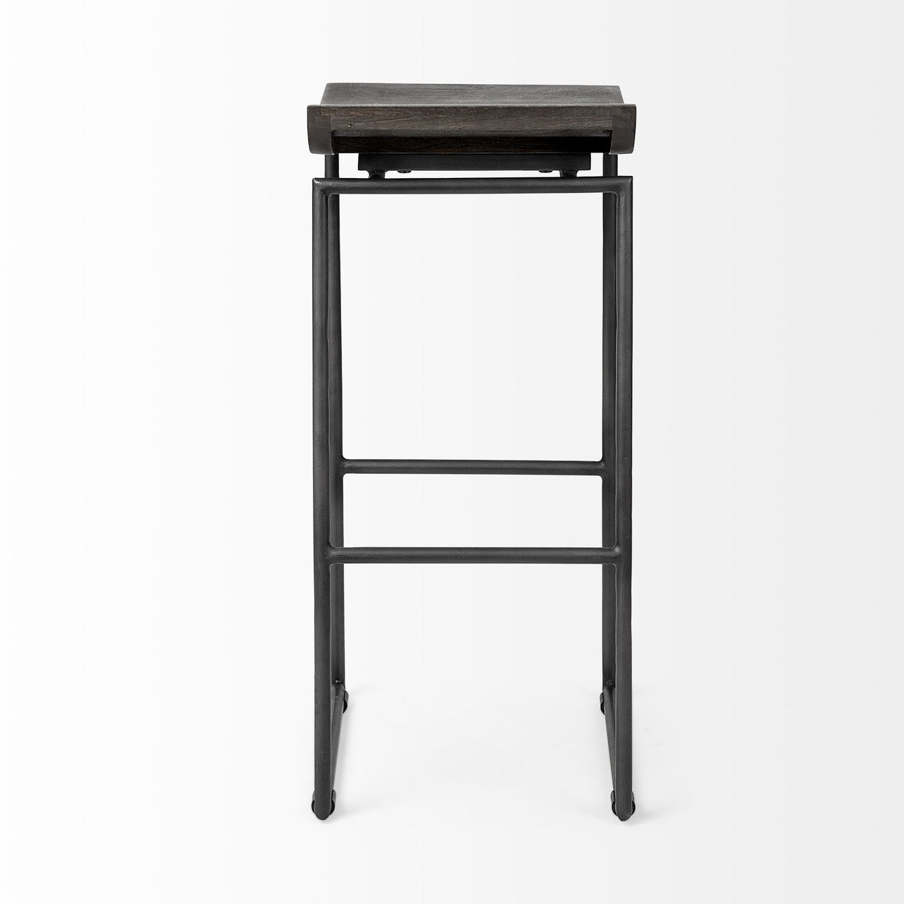 Givens 30.25" Seat Height Black Wood Seat Black Metal Base Stool