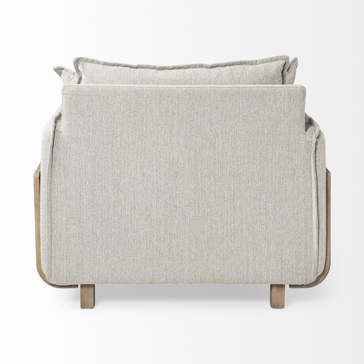 Roy II Frost Gray Upholstered and Brown Wood Frame Arm Chair