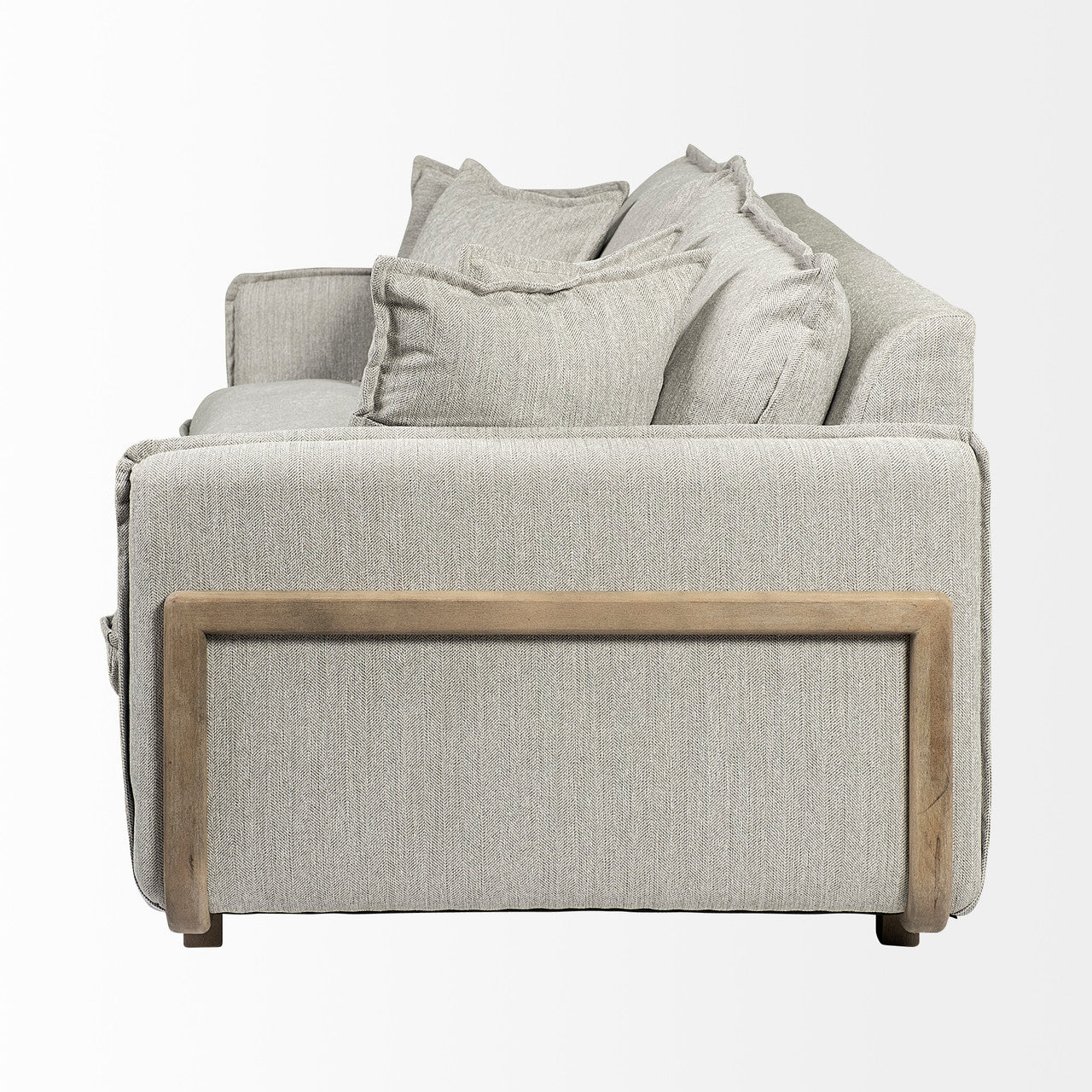 Roy I 84" Frost Gray Upholstered Three Seater Sofa