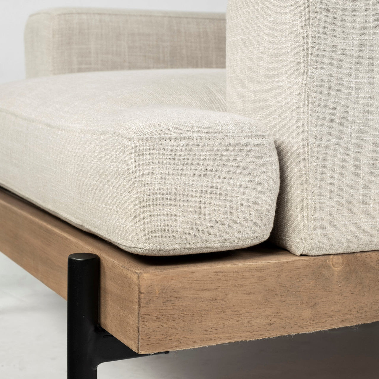 Colburne I Beige Fabric W/ Wood and Iron Frame Accent Chair