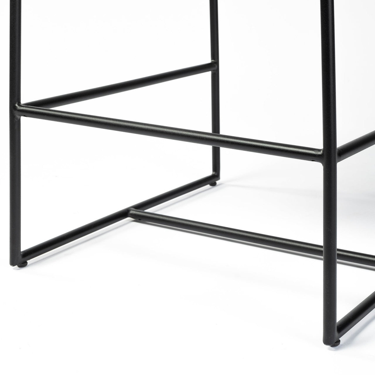 Stamford 36" Total Height Black Leather Seat w/ Wood Back, Metal Frame Counter Stool