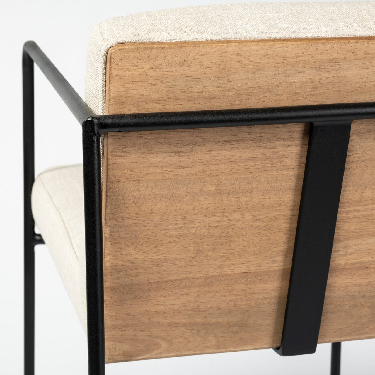 Stamford 36" Total Height Light Beige Upholstered Seat w/ Wood Back, Metal Frame Counter Stool