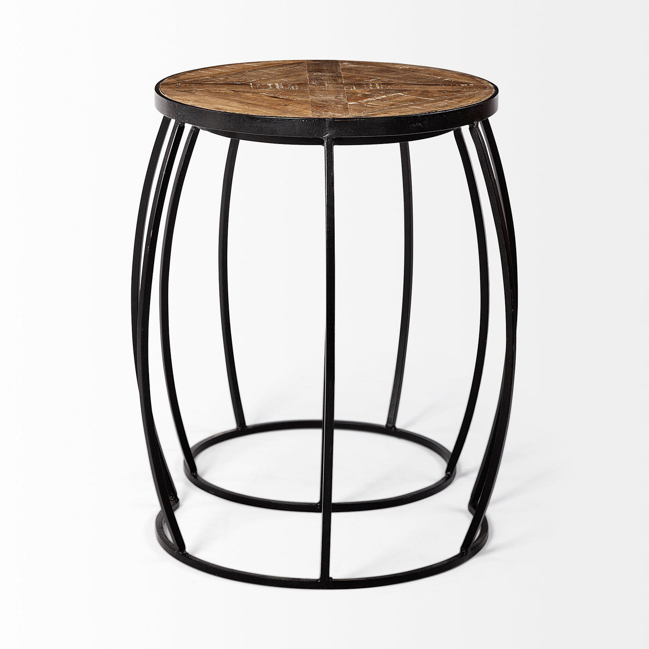 Clapp III (Set of 2) 20L x 20W Brown Round Wood Top W/ Black Metal Frame Nesting Accent Tables