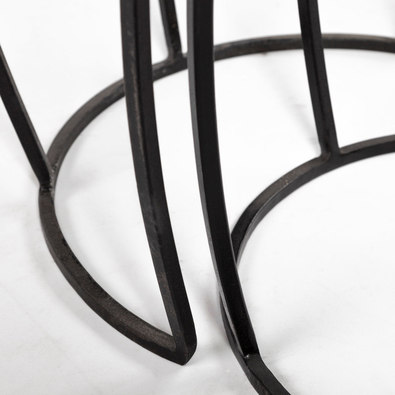 Clapp III (Set of 2) 20L x 20W Brown Round Wood Top W/ Black Metal Frame Nesting Accent Tables