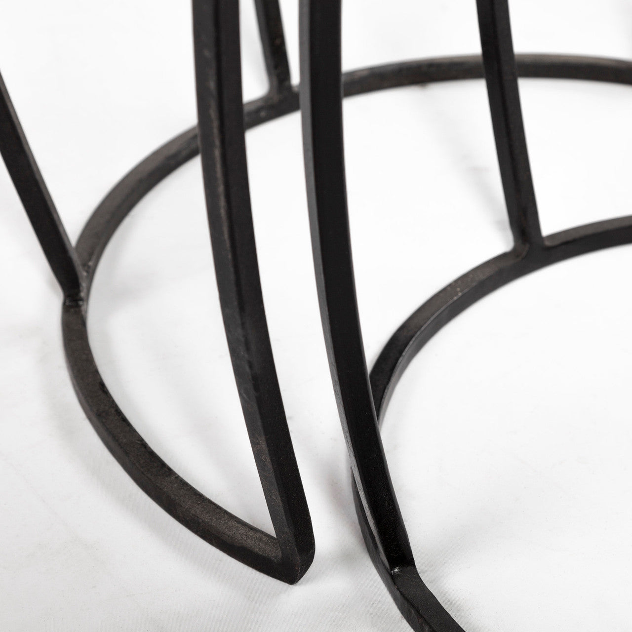 Clapp IV (Set of 2) 20L x 20W Brown Round Wood Top W/ Black Iron Frame Nesting Accent Tables