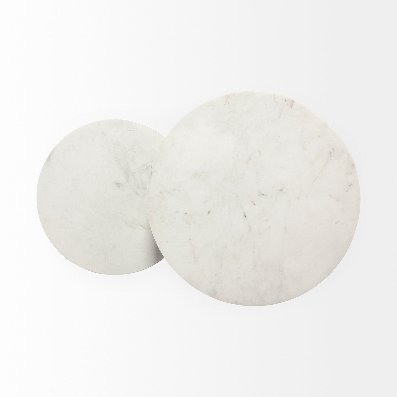 Bombola II (Large) 18L x 18W White Round Marble Top W/Black Metal Frame Accent Table