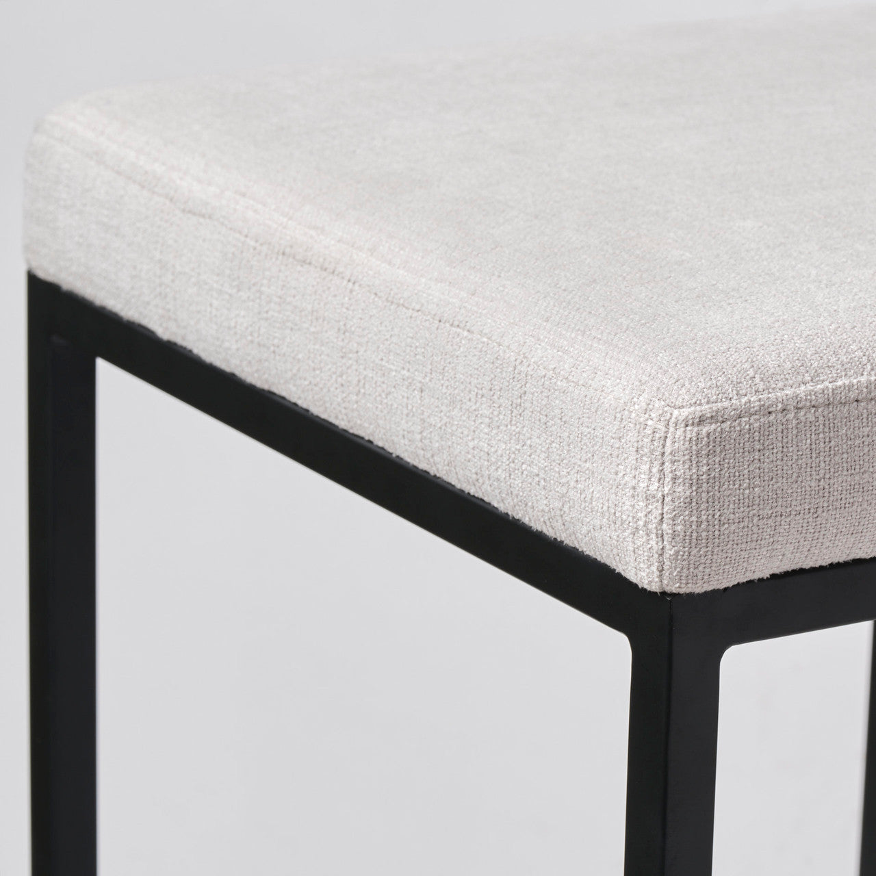 Frodo 26" Seat Height White Fabric Seat Black Metal Base Stool