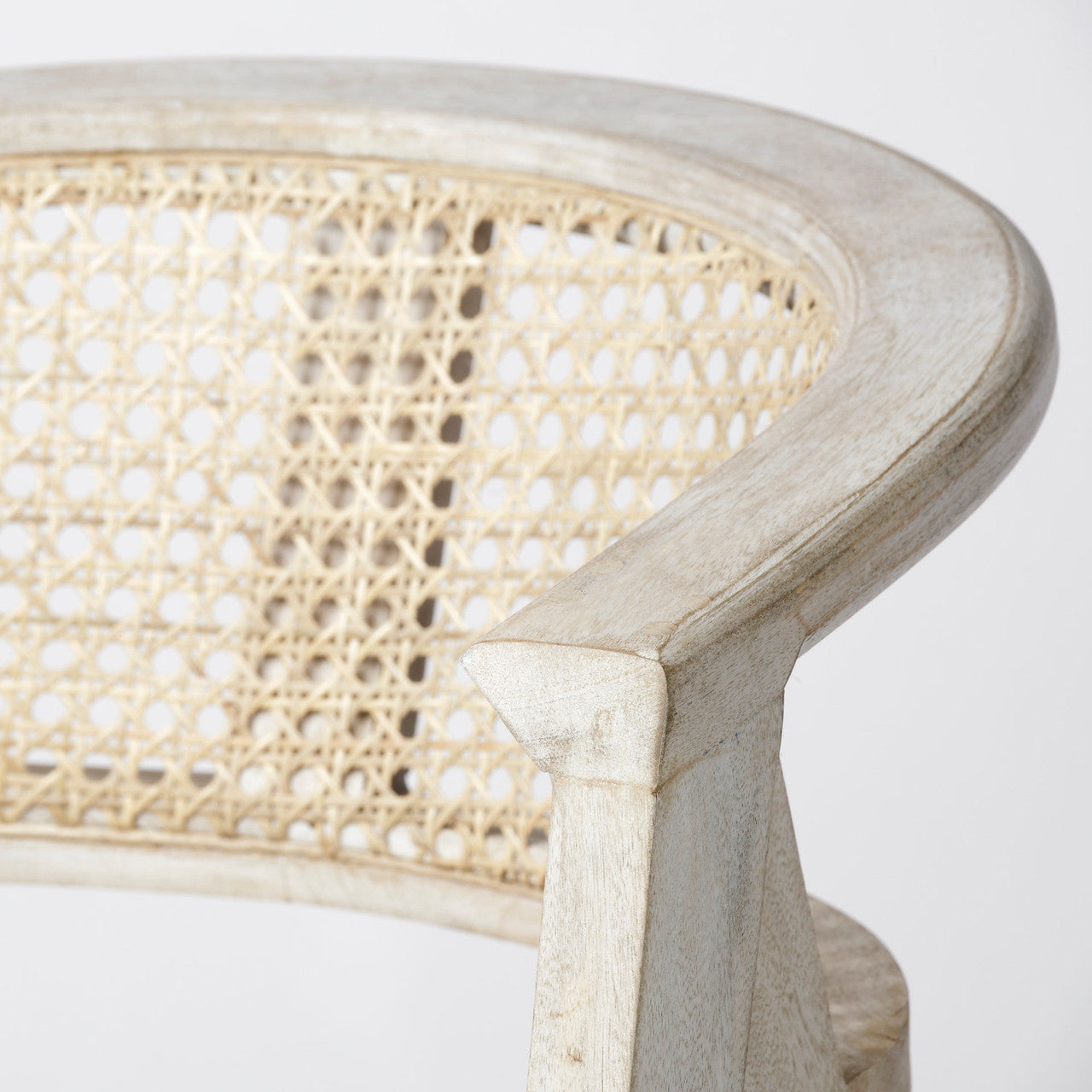 Tabitha 26.75" Seat Height Beige Fabric/Rattan Seat Blonde Wood Frame Counter Stool