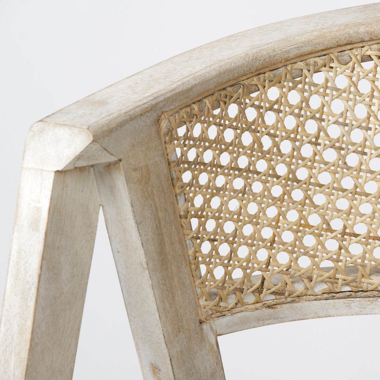 Tabitha 26.75" Seat Height Beige Fabric/Rattan Seat Blonde Wood Frame Counter Stool