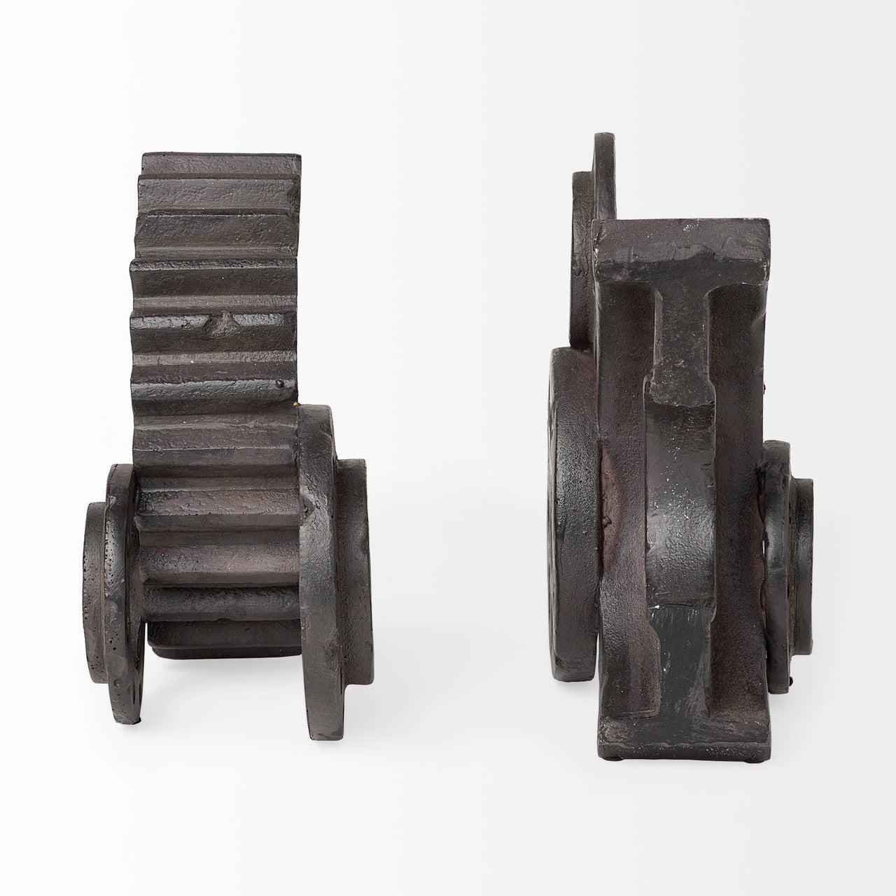 Cogsworth Set of 2 14L x 4W Brown Resin Industrial Gear Bookends