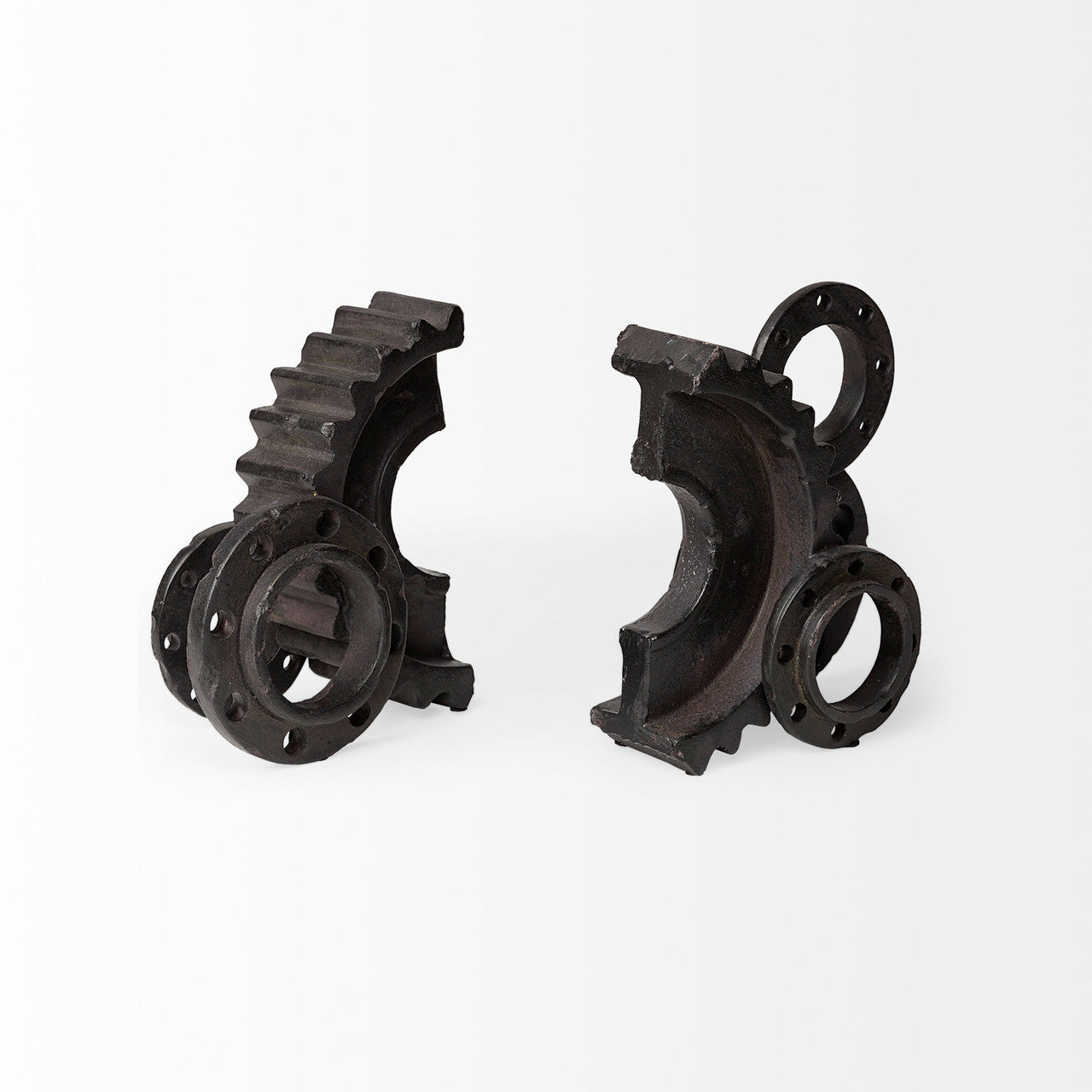 Cogsworth Set of 2 14L x 4W Brown Resin Industrial Gear Bookends