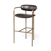 Parker Brown Faux Leather Seat Gold Metal Bar Stool