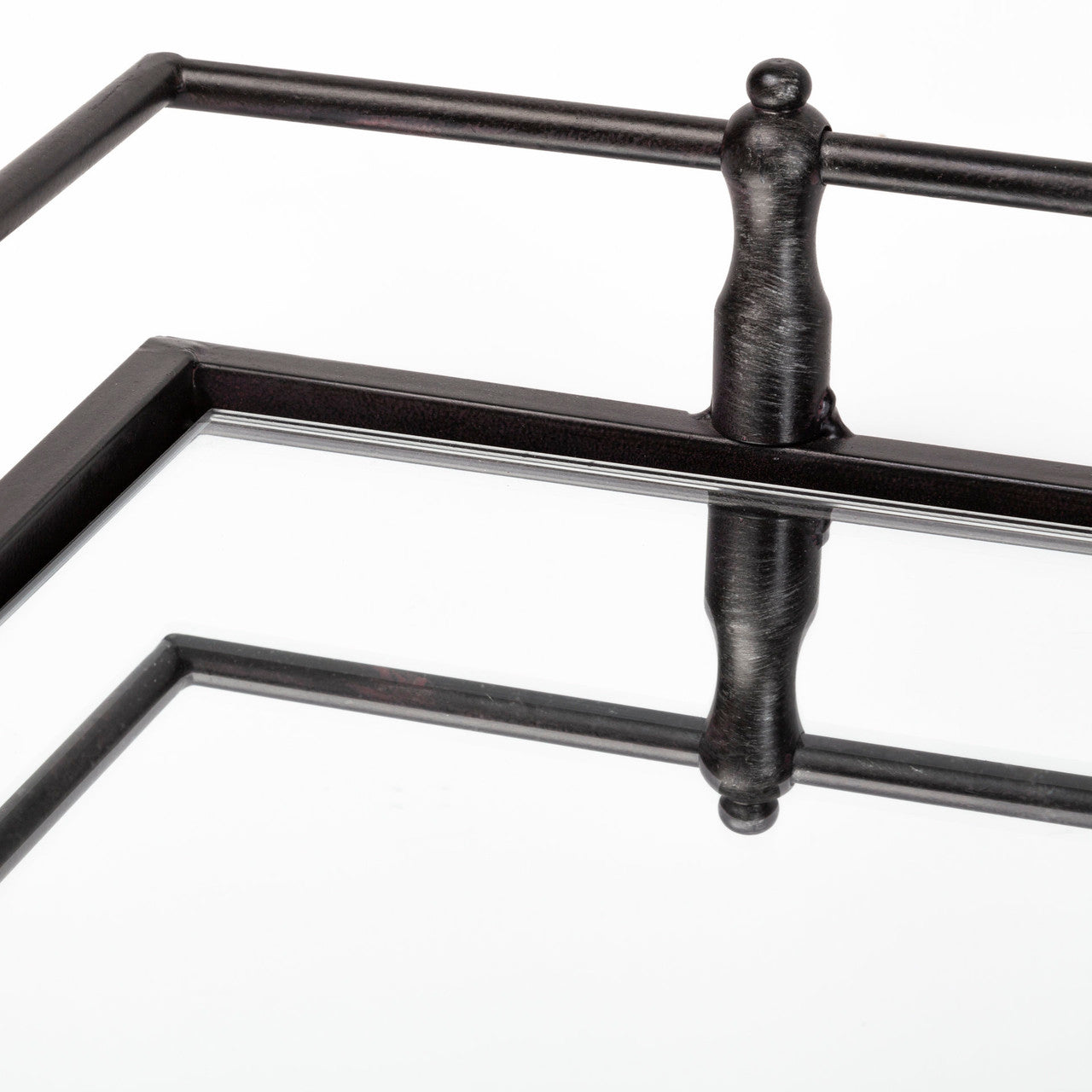 Christa 22L x 22W Black Metal Mirrored Base Square Tray