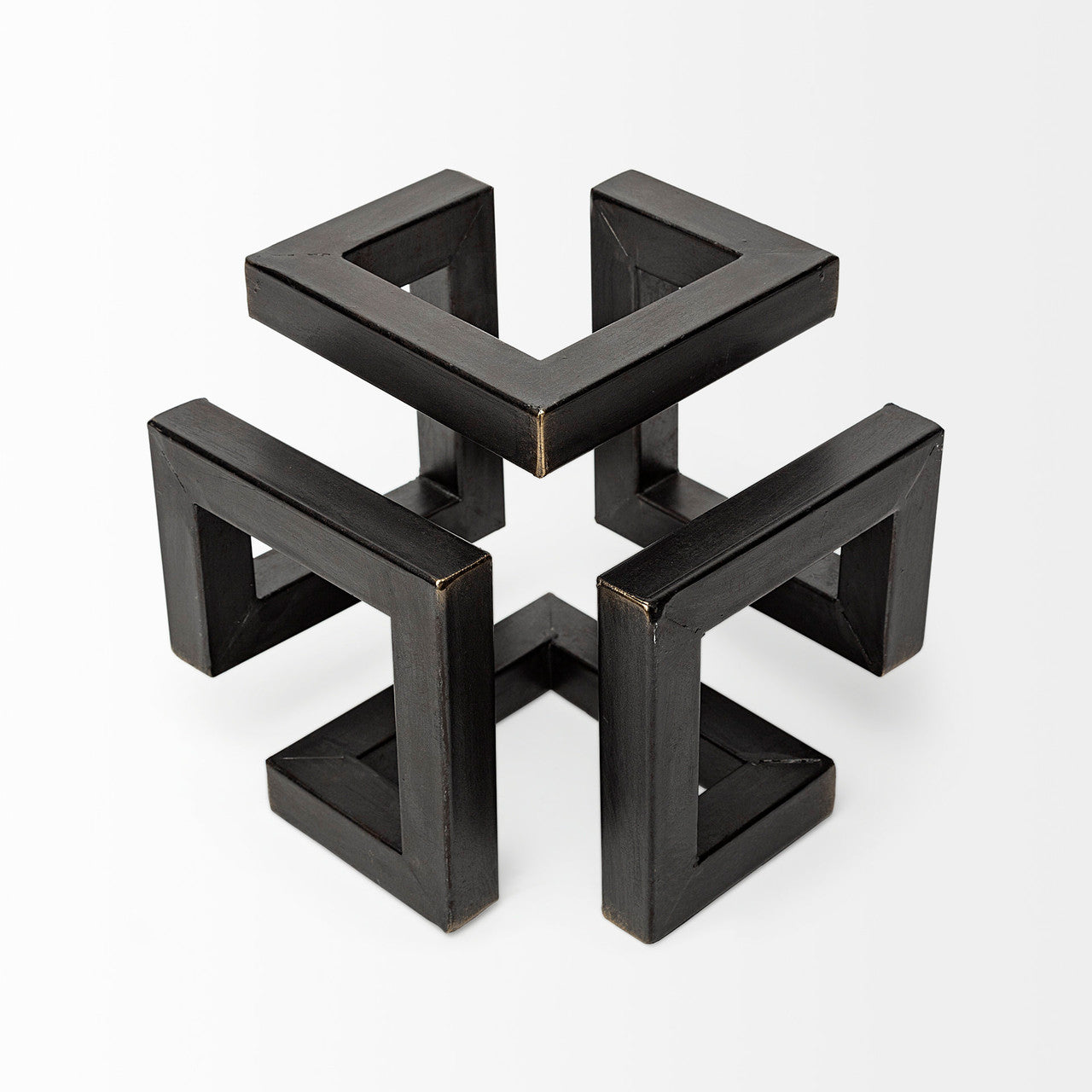 Octothorp I (Small) 8L x 8W Black Metal Cube-Like Sculpture