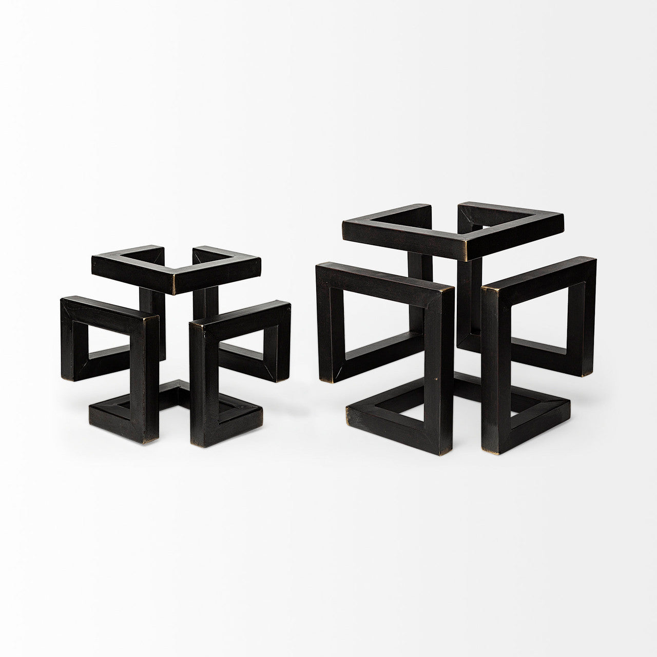 Octothorp I (Small) 8L x 8W Black Metal Cube-Like Sculpture