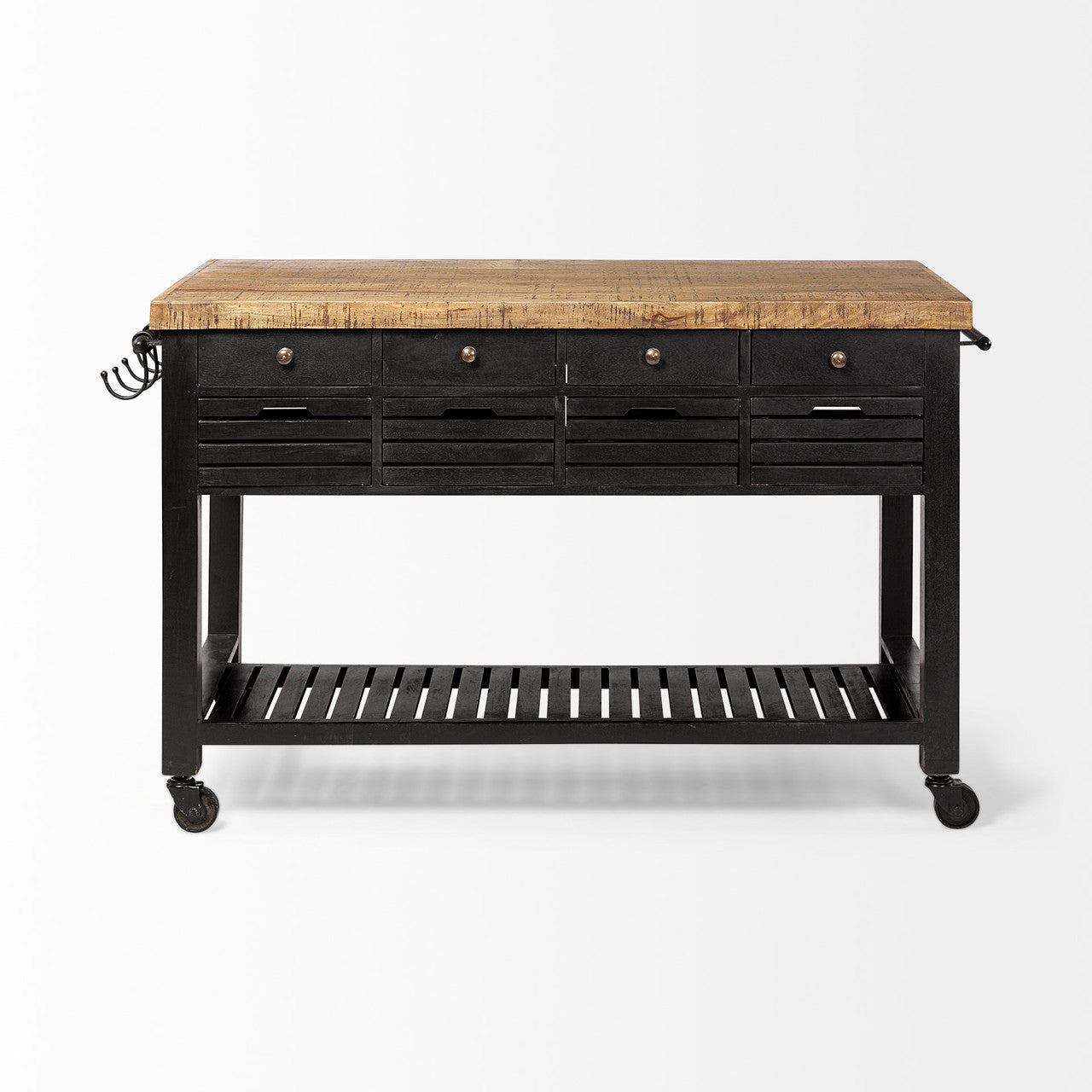 Columbia 62L x 28W x 36H Black Wooden Kitchen Island