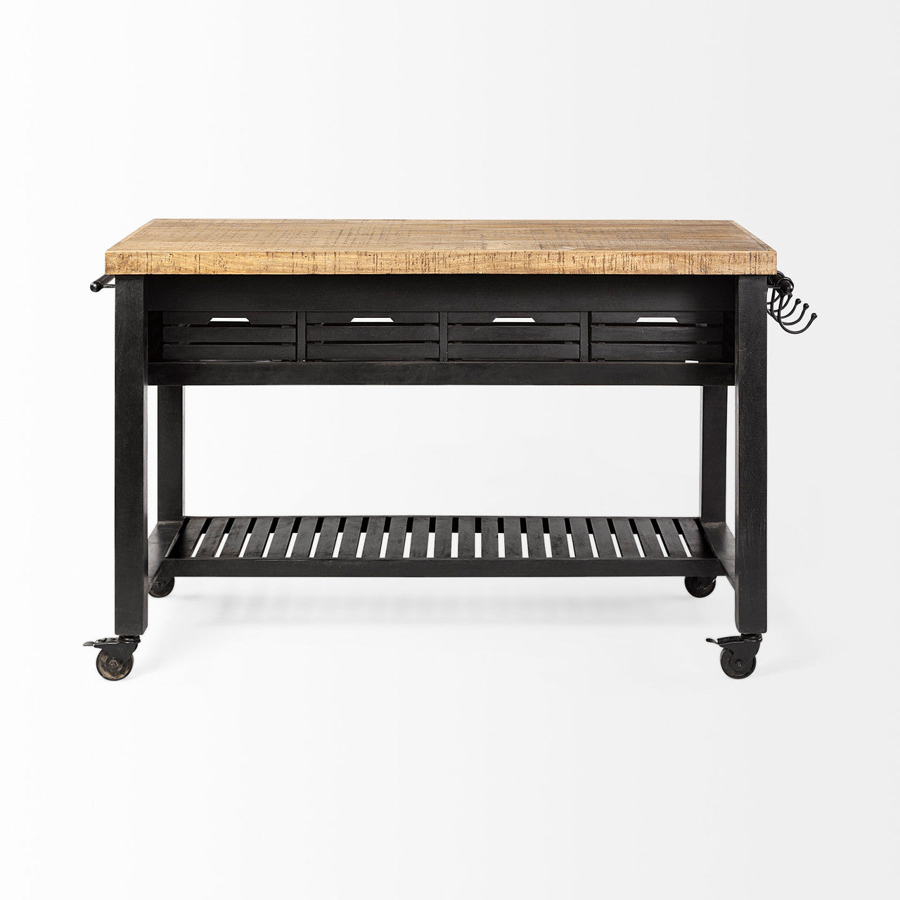 Columbia 62L x 28W x 36H Black Wooden Kitchen Island