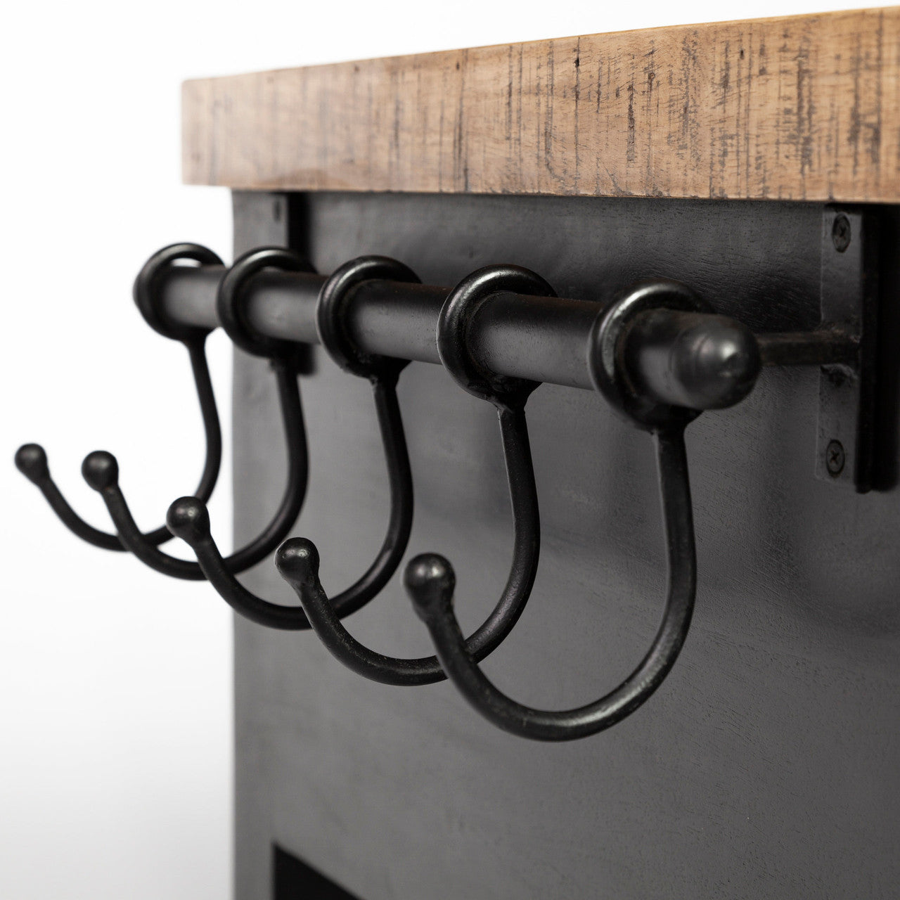 Columbia 62L x 28W x 36H Black Wooden Kitchen Island