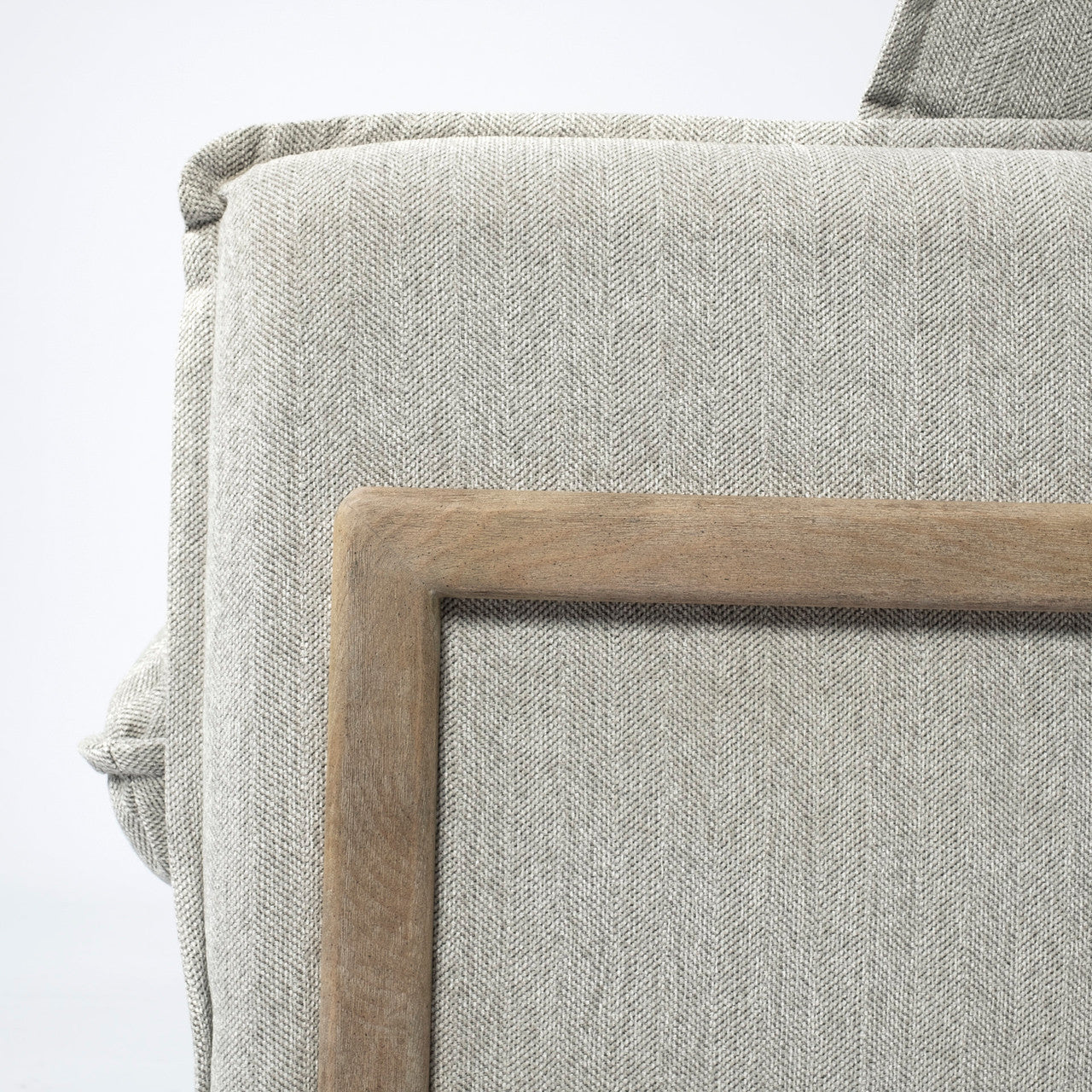 Roy II Frost Gray Upholstered and Brown Wood Frame Arm Chair