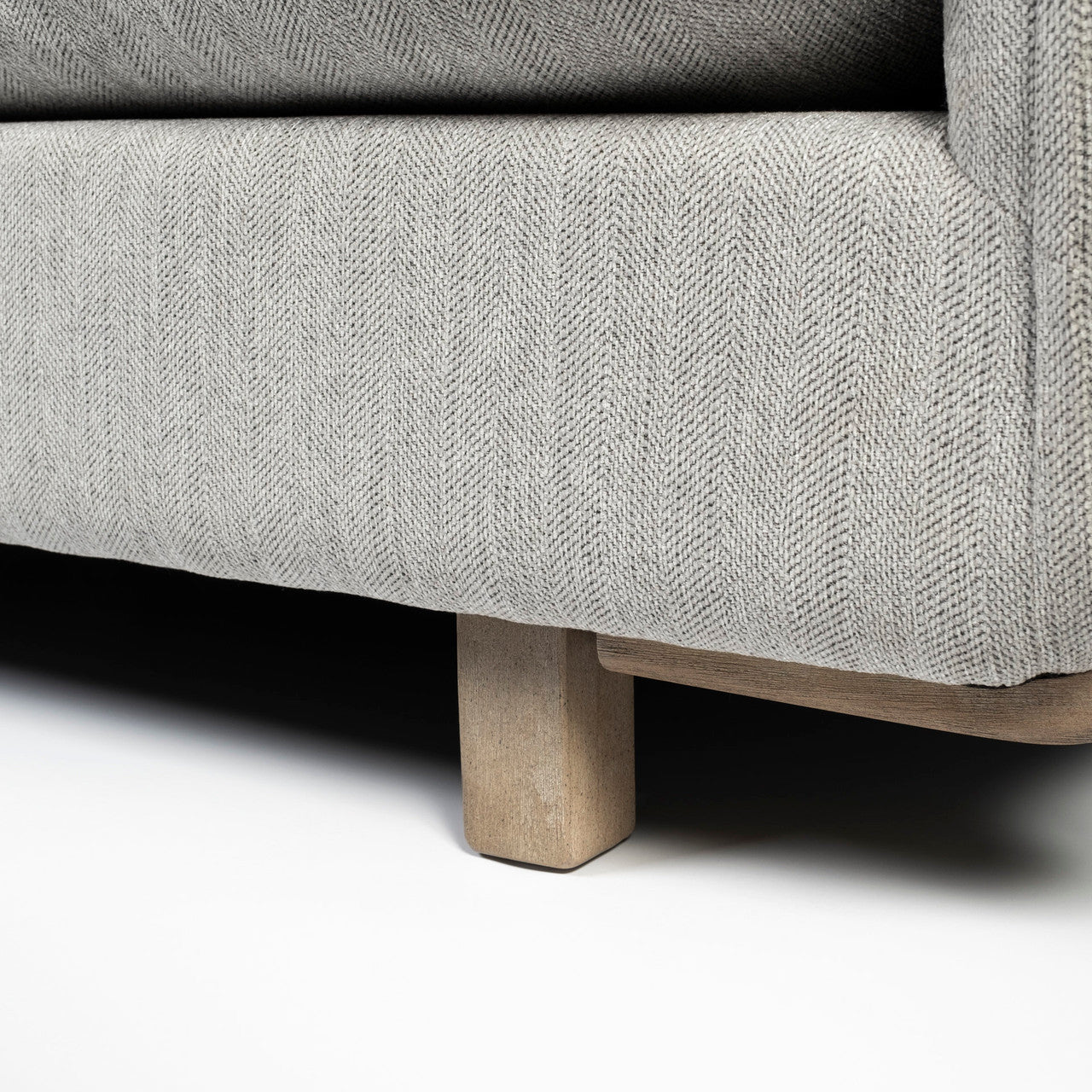 Roy II Frost Gray Upholstered and Brown Wood Frame Arm Chair