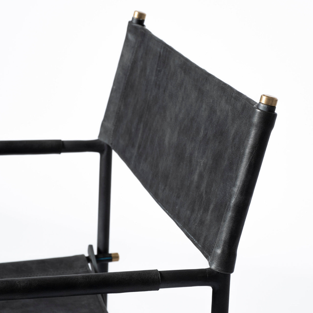 Direttore Black Iron Frame Black Leather Dining Chair