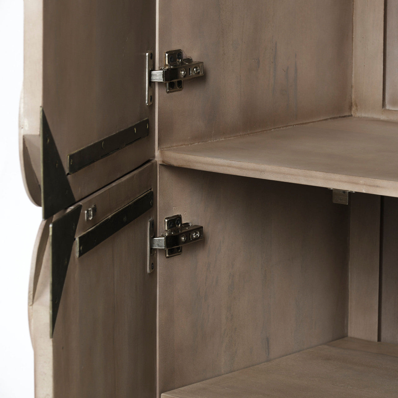 Excelsior II 68.1" H Light Brown Wood Gold Iron Base Storage Cabinet