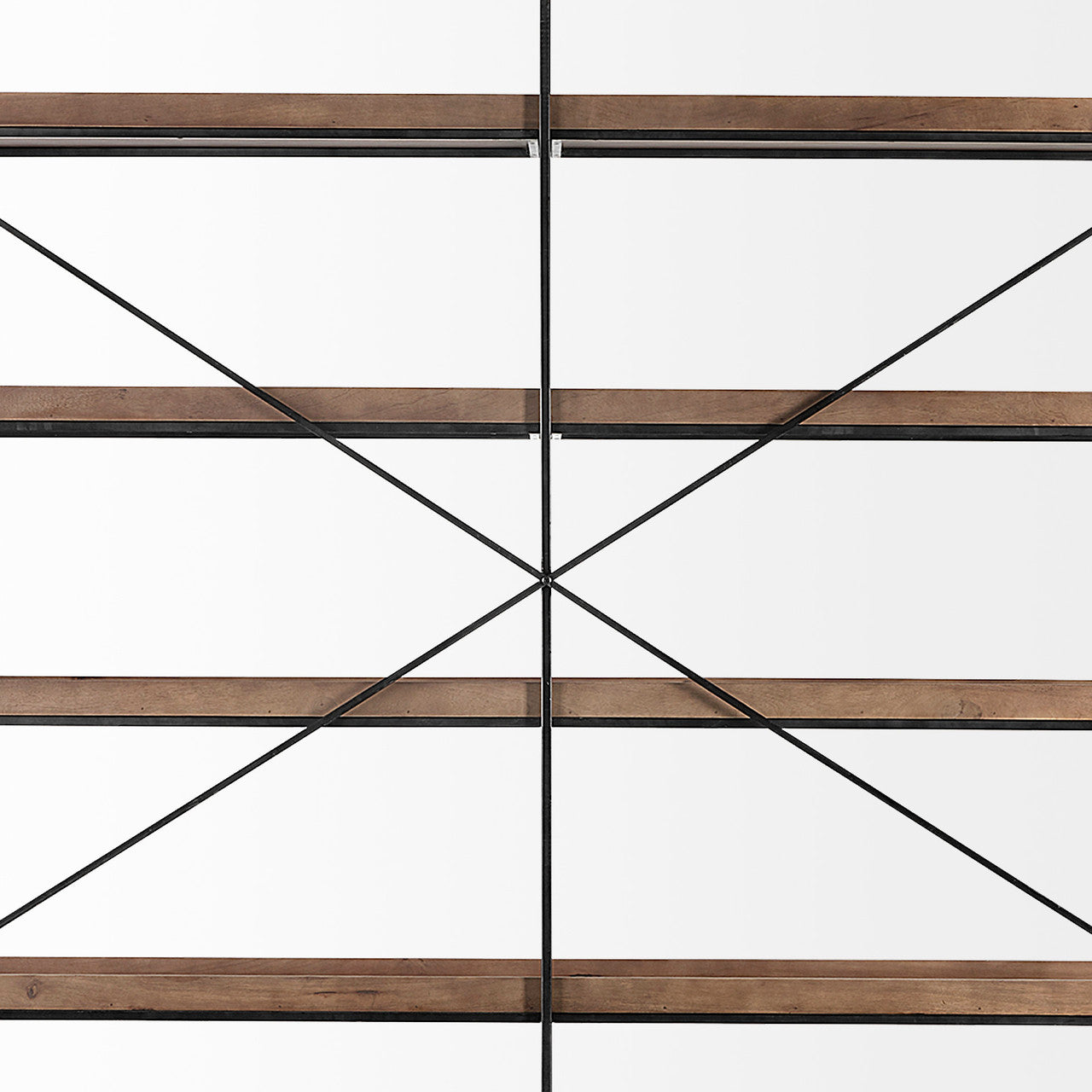 Trey IV 80L x 16W x 87.5H  Medium Brown Wood and Iron Five Tray Shelf Shelving Unit