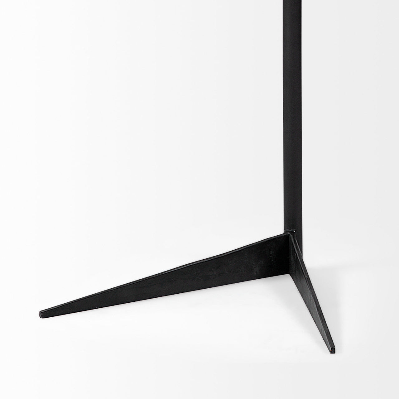 Ballatine II 15L x 15W x 27L White Marble Round Top White w/ Black Metal Base Accent Table