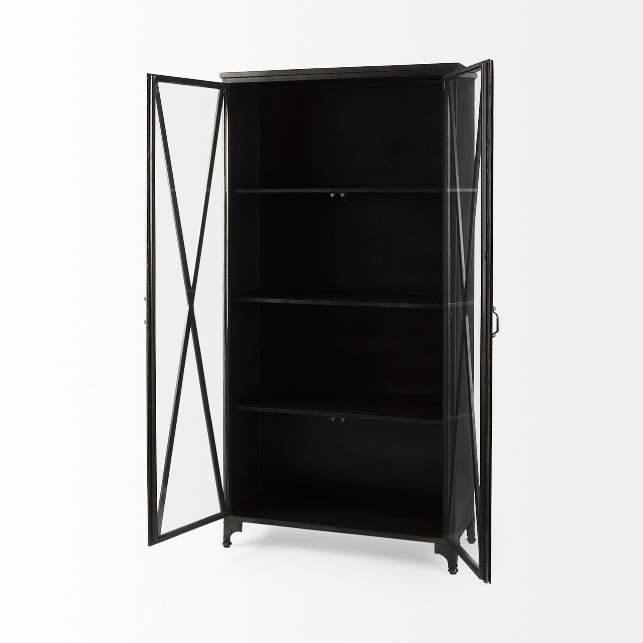 Poppy II 73.8" H Black Metal With Glass Door Display Cabinet