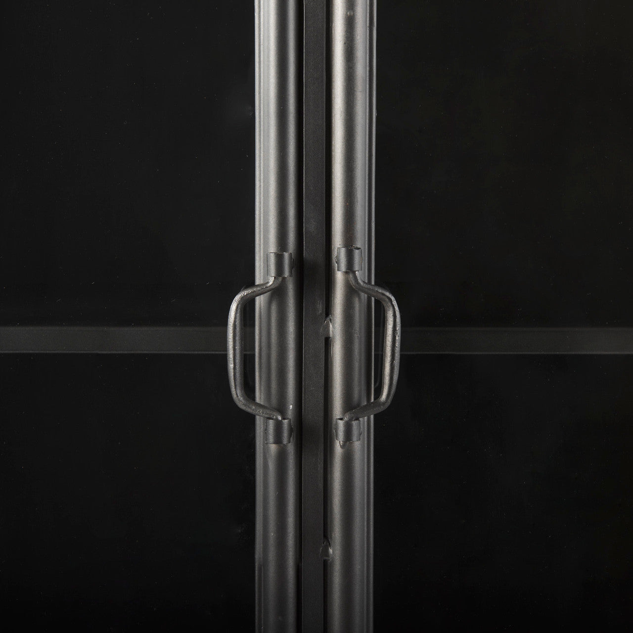 Poppy II 73.8" H Black Metal With Glass Door Display Cabinet