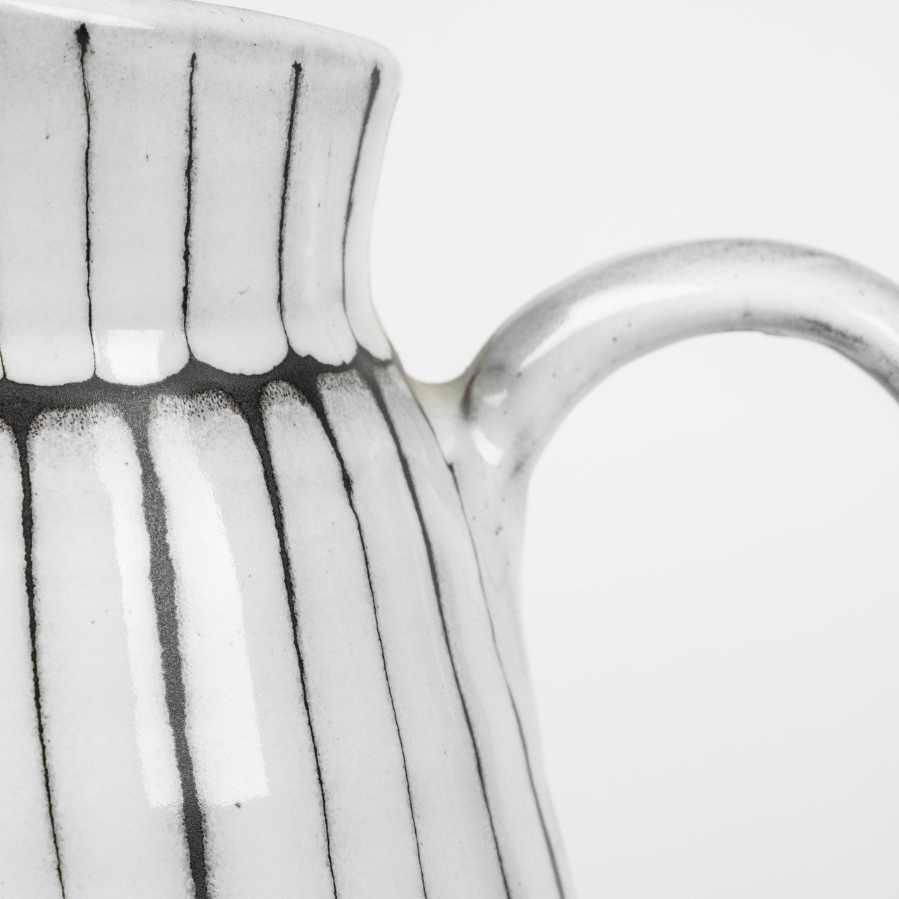 Lome Large White/Black Patterned Ceramic Water Pitcher