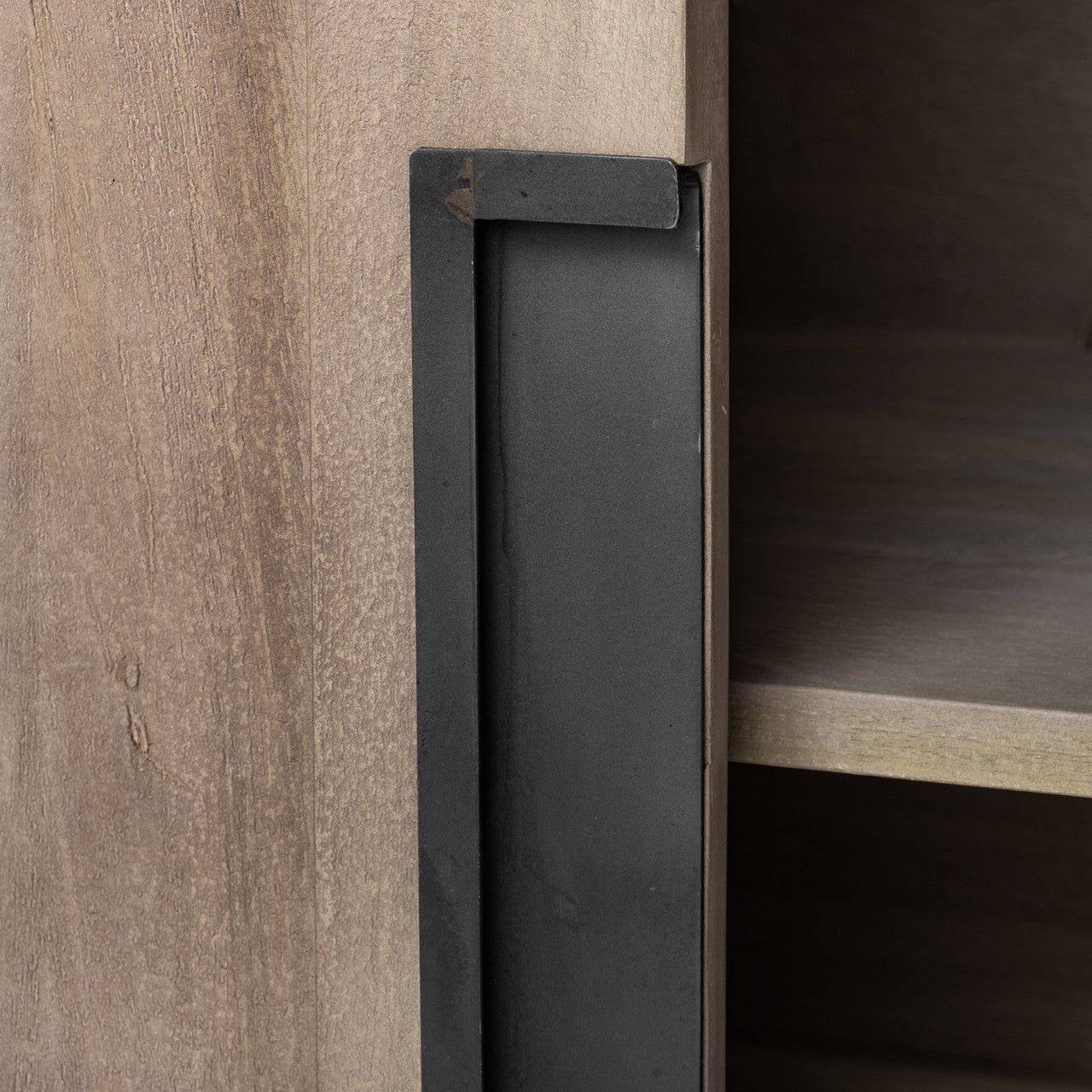 Braxton I Light Brown Wood and Iron Three Shelf Shelving Unit 81.5L x 18.5W x 90