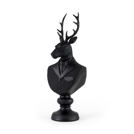 Mozart Black Painted Resin Deer Bust