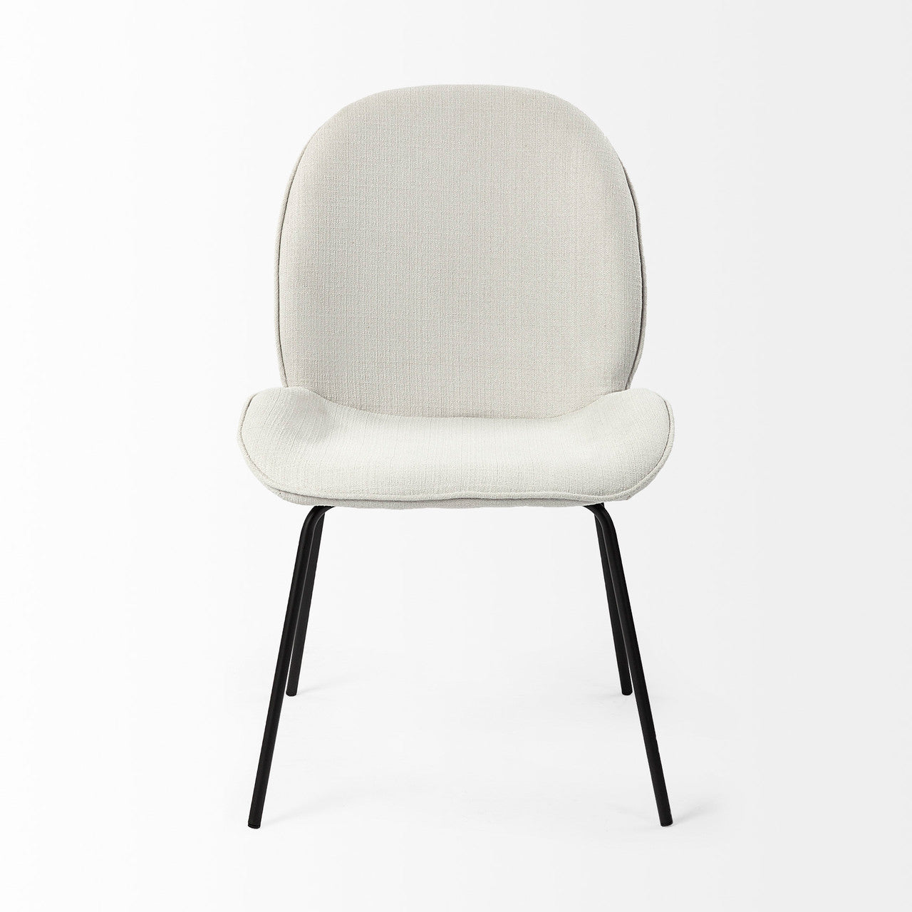 Inala White Fabric Seat Black Metal Frame Dining Chair