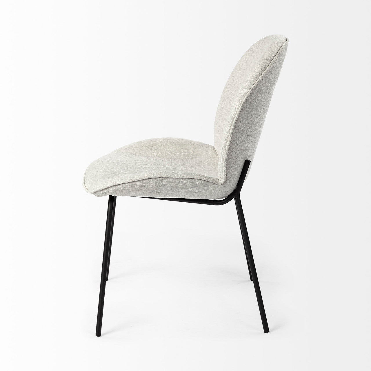Inala White Fabric Seat Black Metal Frame Dining Chair