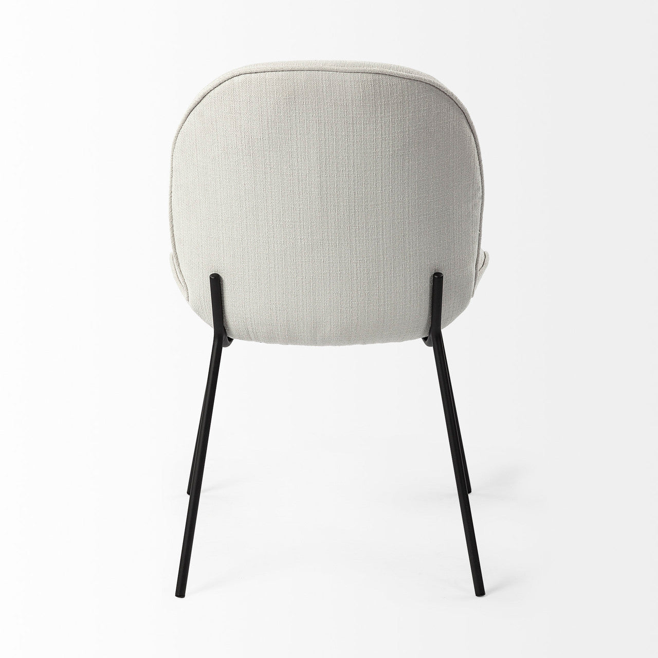 Inala White Fabric Seat Black Metal Frame Dining Chair