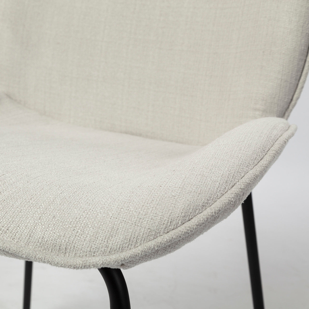 Inala White Fabric Seat Black Metal Frame Dining Chair