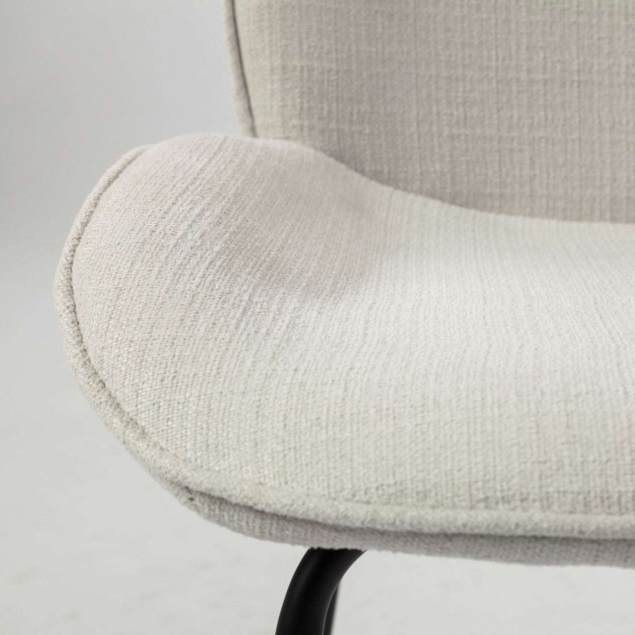 Inala White Fabric Seat Black Metal Frame Dining Chair