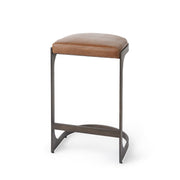 Tyson 17L x 18W x 28H Brown Leather W/ Metal Frame Counter Stool