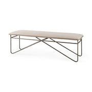 Camille 55.5L x 16.0W x 17.0H Cream Fabric Seat W/ Metal Frame Bench