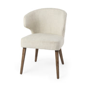Niles 22.5L x 24.0W x 32.0H Cream Fabric Seat W/ Medium Brown Wooden Legs Wingback  Dining Chair